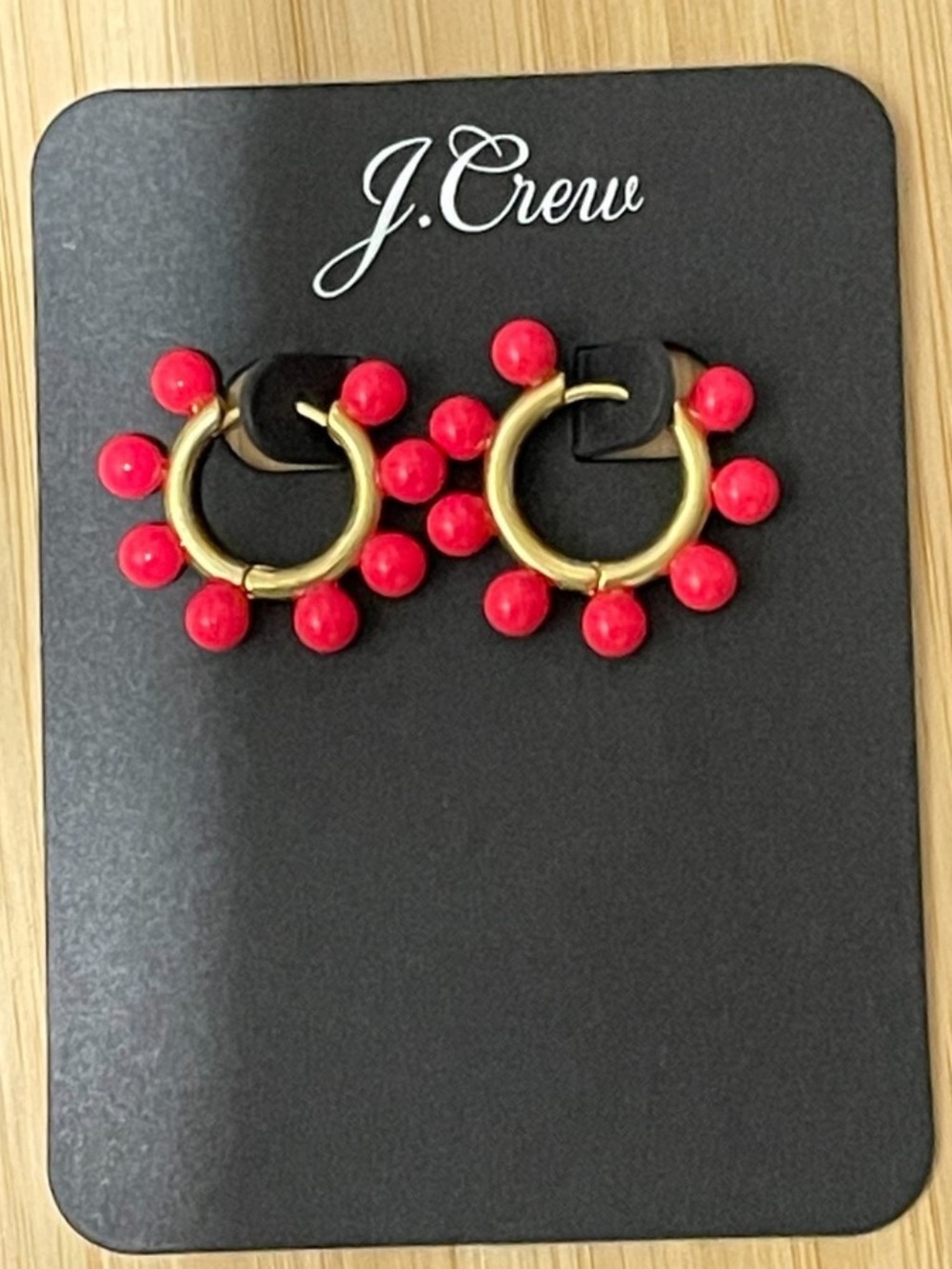 J. Crew Pearl Charm Huggie Hoops - Bright Orange
